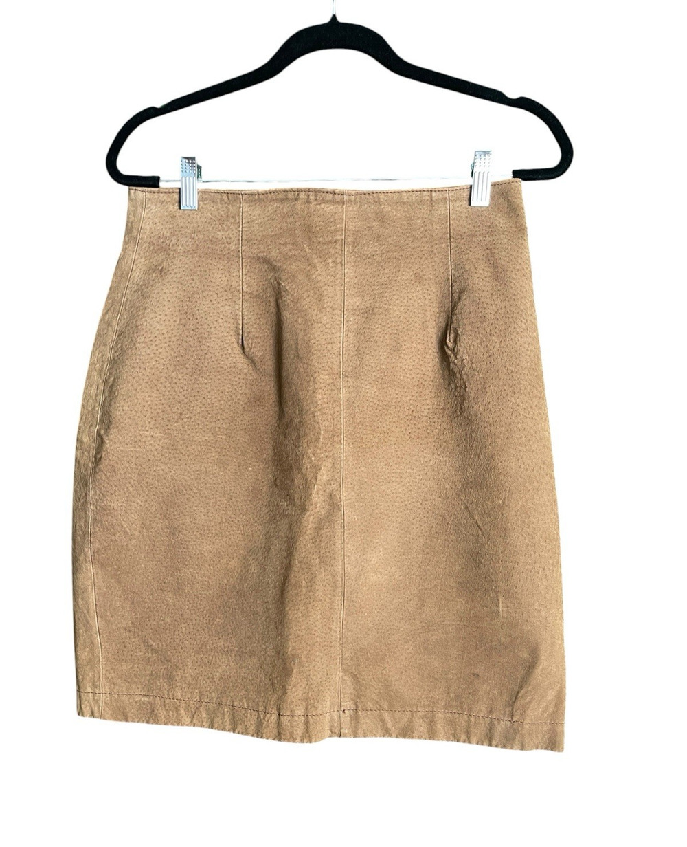 Vintage Capezio 100% Leather Suede Skirt -Tan -Lined - Size 11 Pencil Skirt
